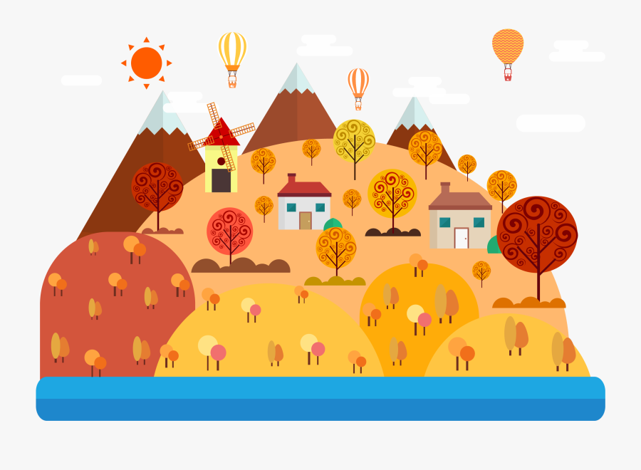 Transparent Small Town Clipart - Cartoon Drawing Of Town, Transparent Clipart
