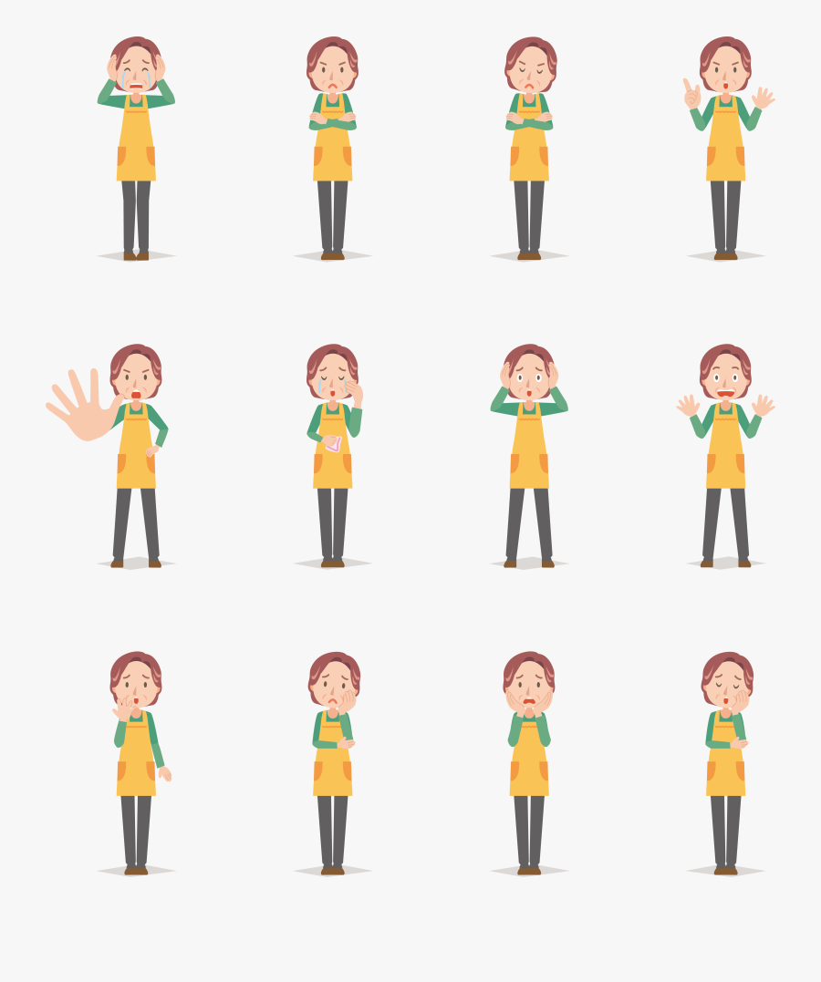 Life Illustration Vector Characters Expression Cartoon - 婦女 卡通, Transparent Clipart