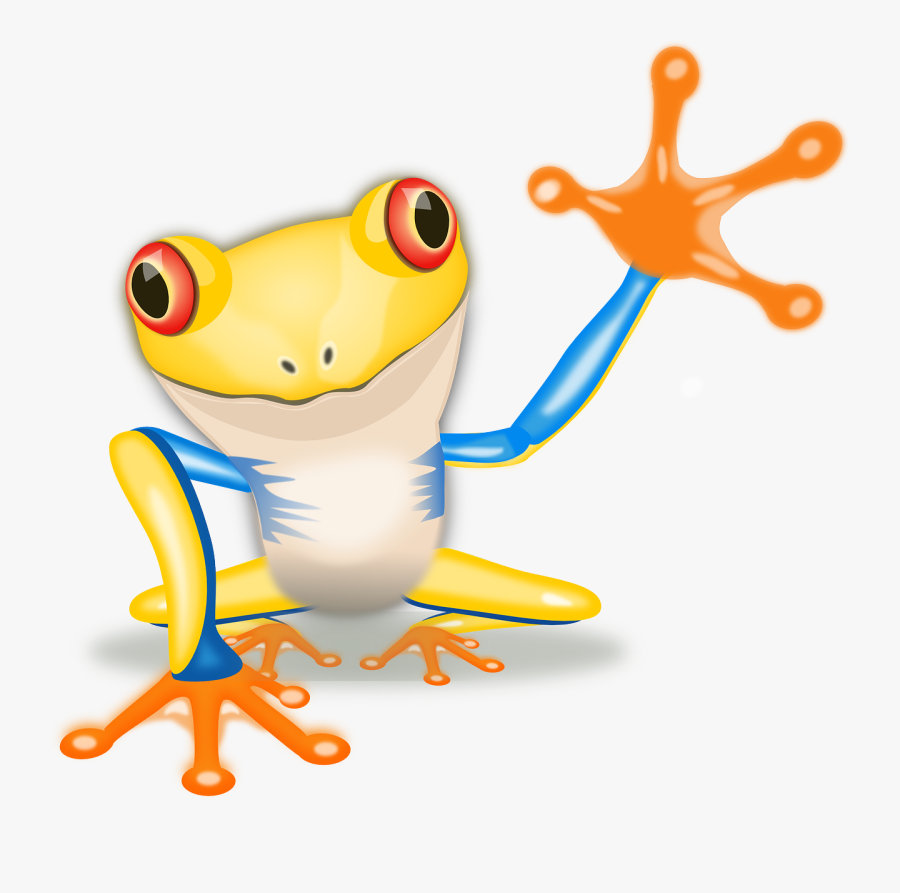 Smiley Face Waving Goodbye - Tree Frog Animated, Transparent Clipart