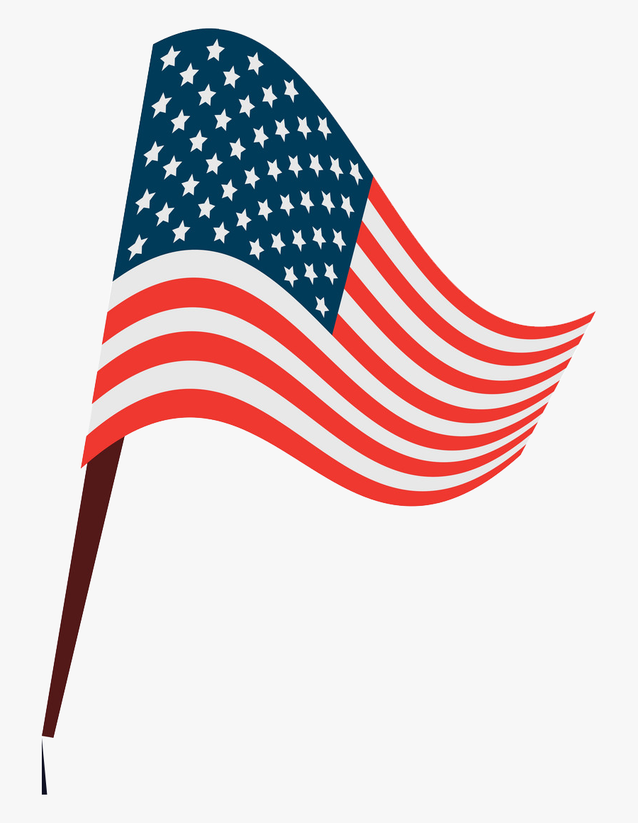 American Flag On Pole Png - Wavy Flag Us, Transparent Clipart