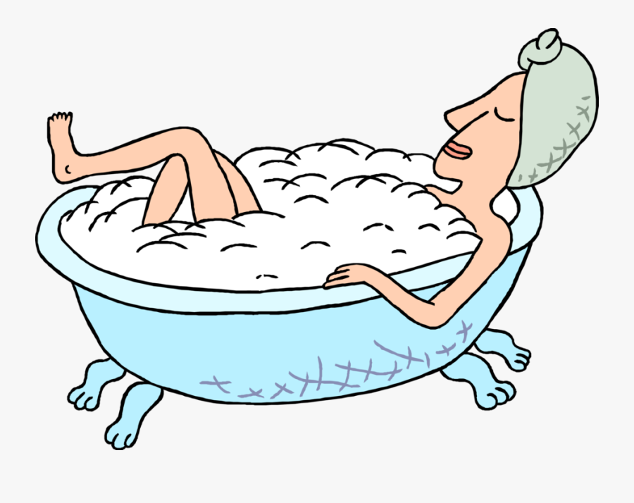 Vector Illustration Of Woman Enjoys Relaxing Bubble - Taking A Bath Clipart, Transparent Clipart