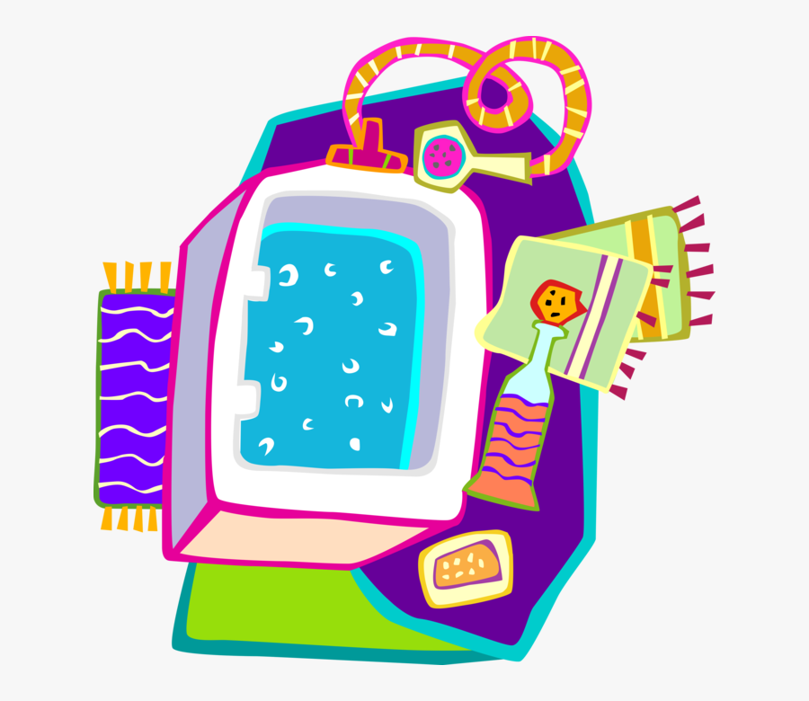 Vector Illustration Of Running Warm Bath In Bathtub, Transparent Clipart