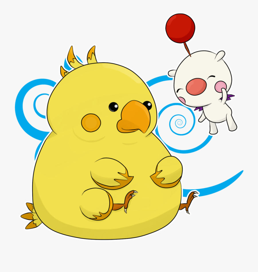 Fat Person Drawing - Chocobo And Moogle, Transparent Clipart
