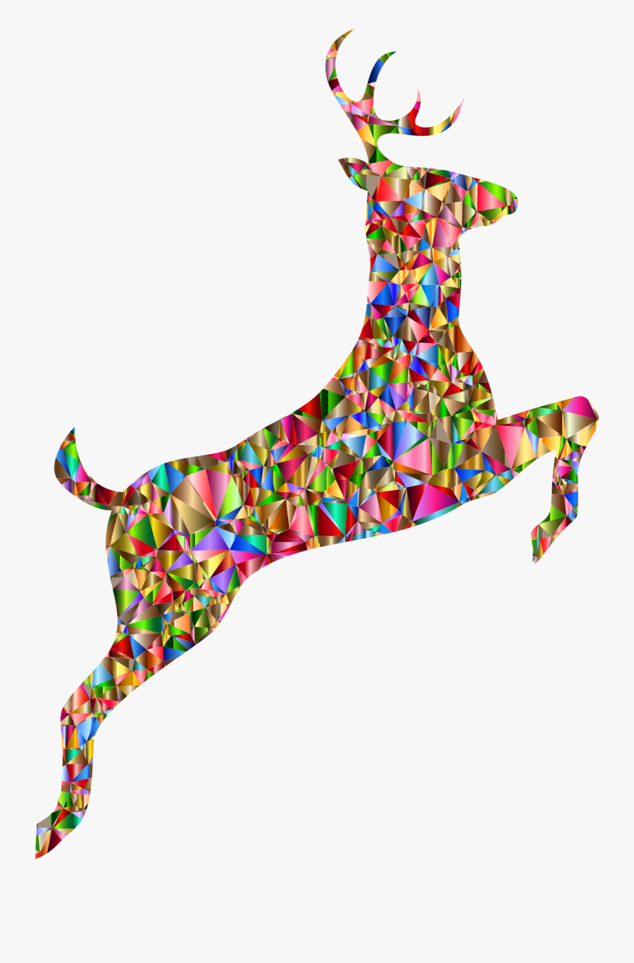 Low Poly Chromatic Leaping Deer Silhouette Clip Arts - Lowpoly Deer Transparent, Transparent Clipart