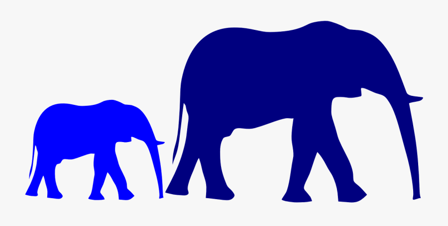 Mama And Baby Elephant Silhouette, Transparent Clipart