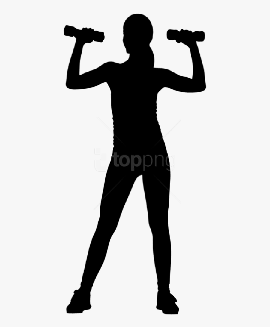 Fitness Silhouette Png - Woman With Dumbbell Silhouette, Transparent Clipart