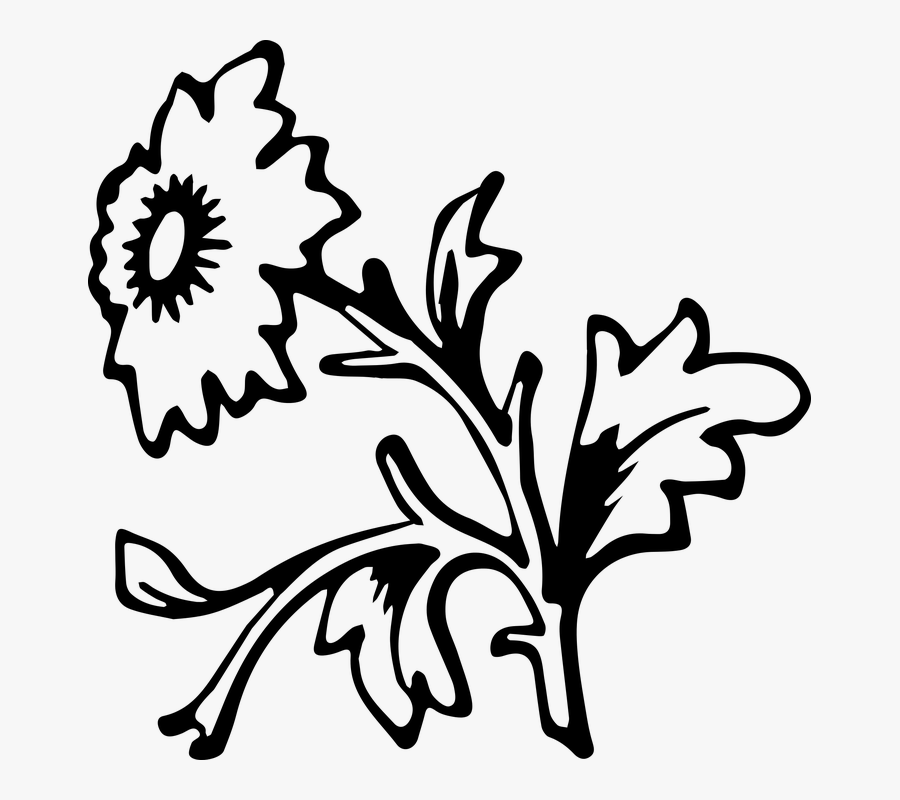 Simple, Flower, Floral, Flora, Lineart, Line Art, Bloom - Gambar Flora Yang Simple, Transparent Clipart