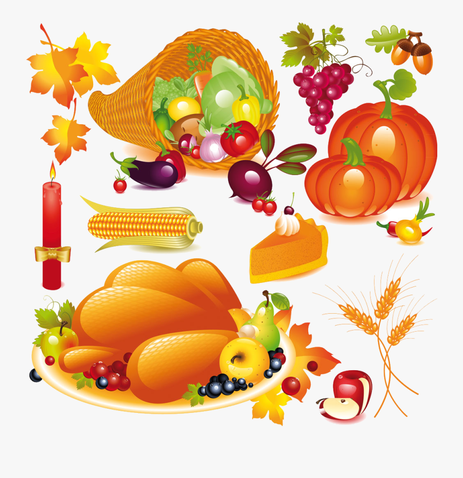 Cornucopia Clipart Vegetarian - Thanksgiving Day Free Vector, Transparent Clipart