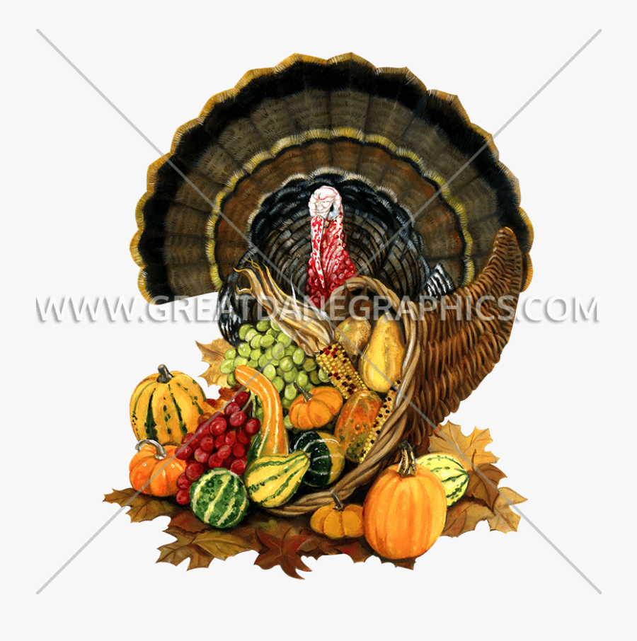 Turkey & Cornucopia - Turkey Cornucopia, Transparent Clipart