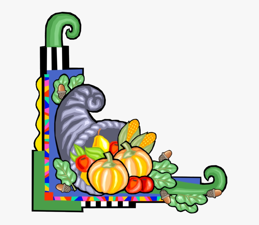 Transparent Cornucopia Clipart - Vegetable And Fruits Border Clipart, Transparent Clipart