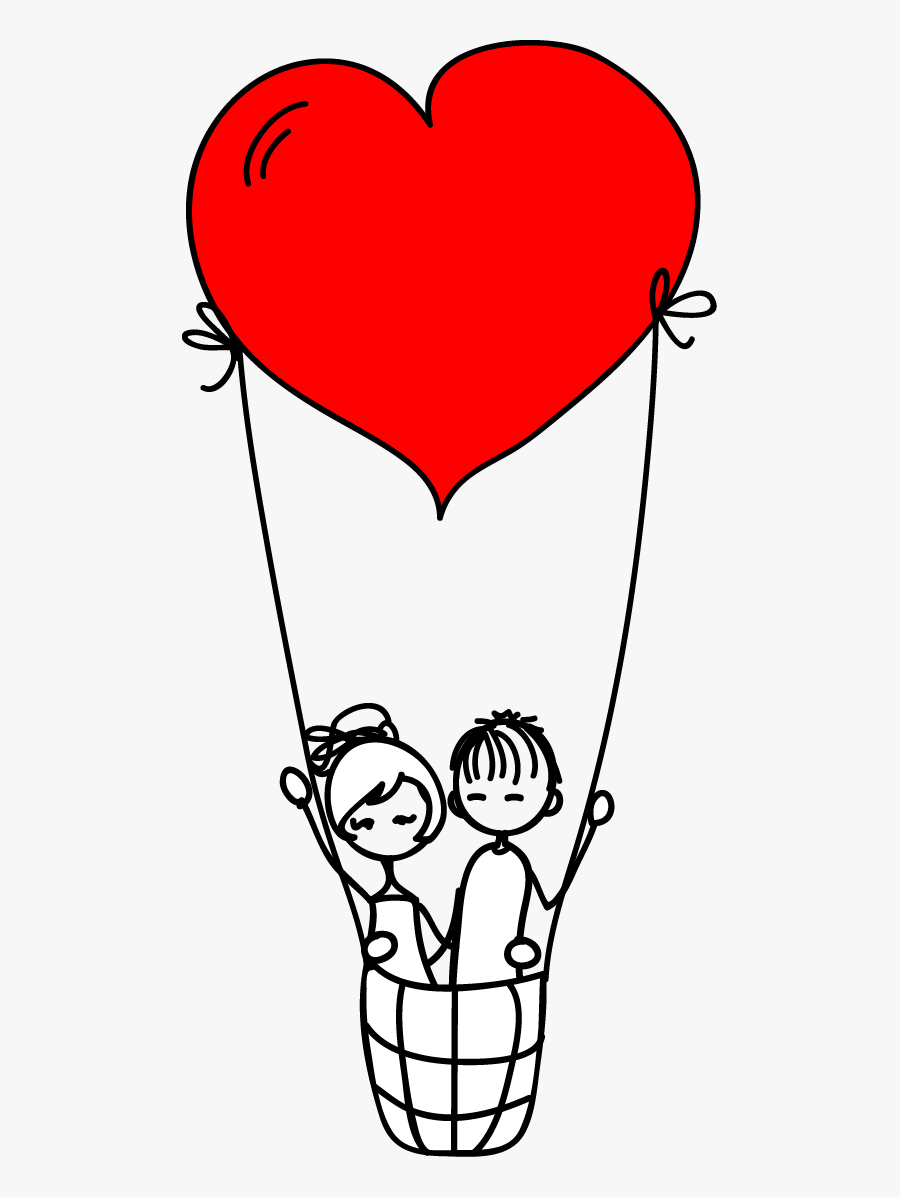 Love Illustration Png - Casal No Balão Png, Transparent Clipart