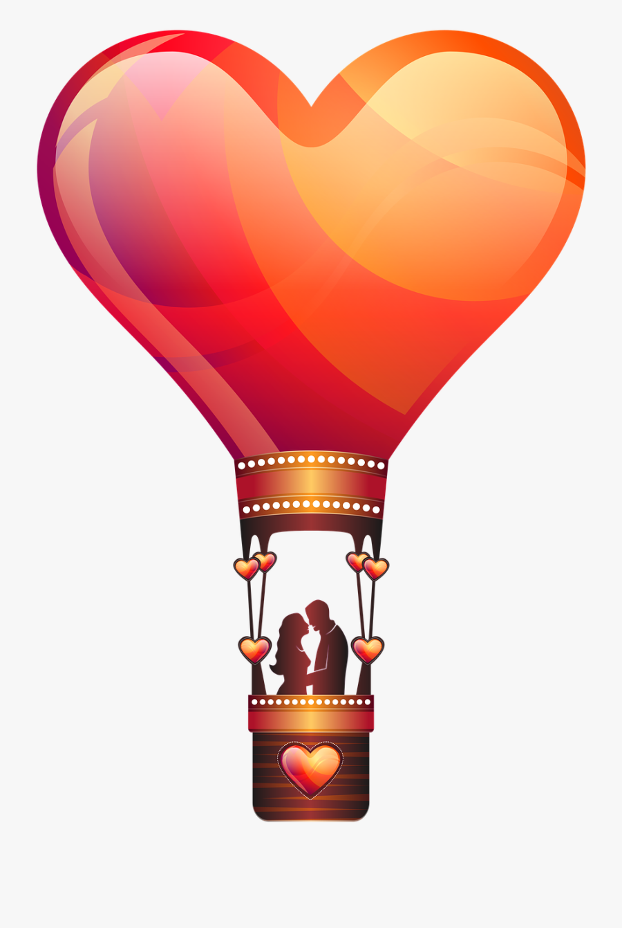 Hearts Clipart Hot Air Balloon - Love Hot Air Balloon, Transparent Clipart