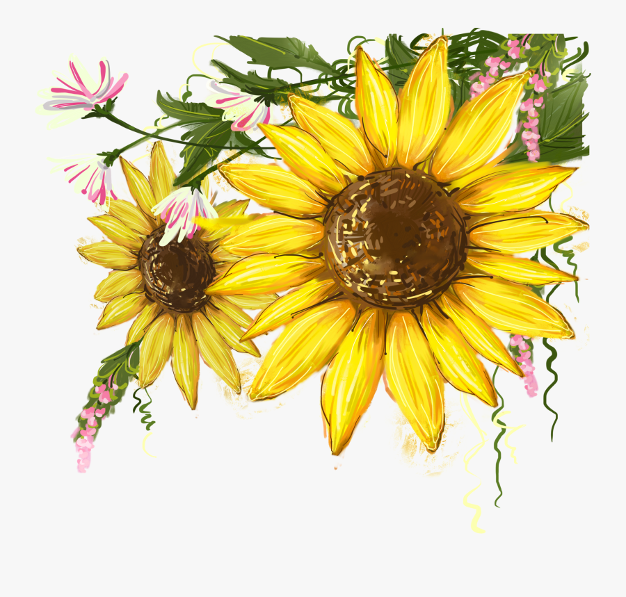 Sunflower Design For Fabric Painting , Free Transparent Clipart ...