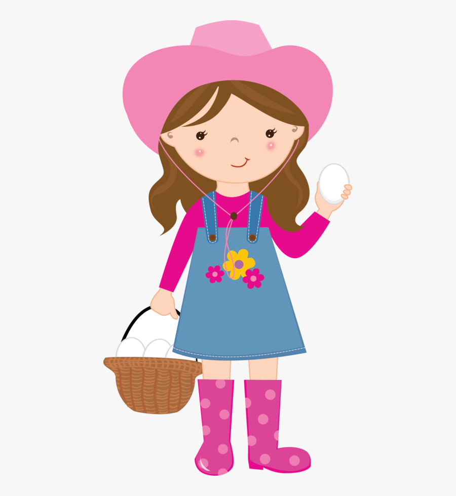 Cute Farm For Girls Clip Art - Menina Fazendinha Rosa Png, Transparent Clipart