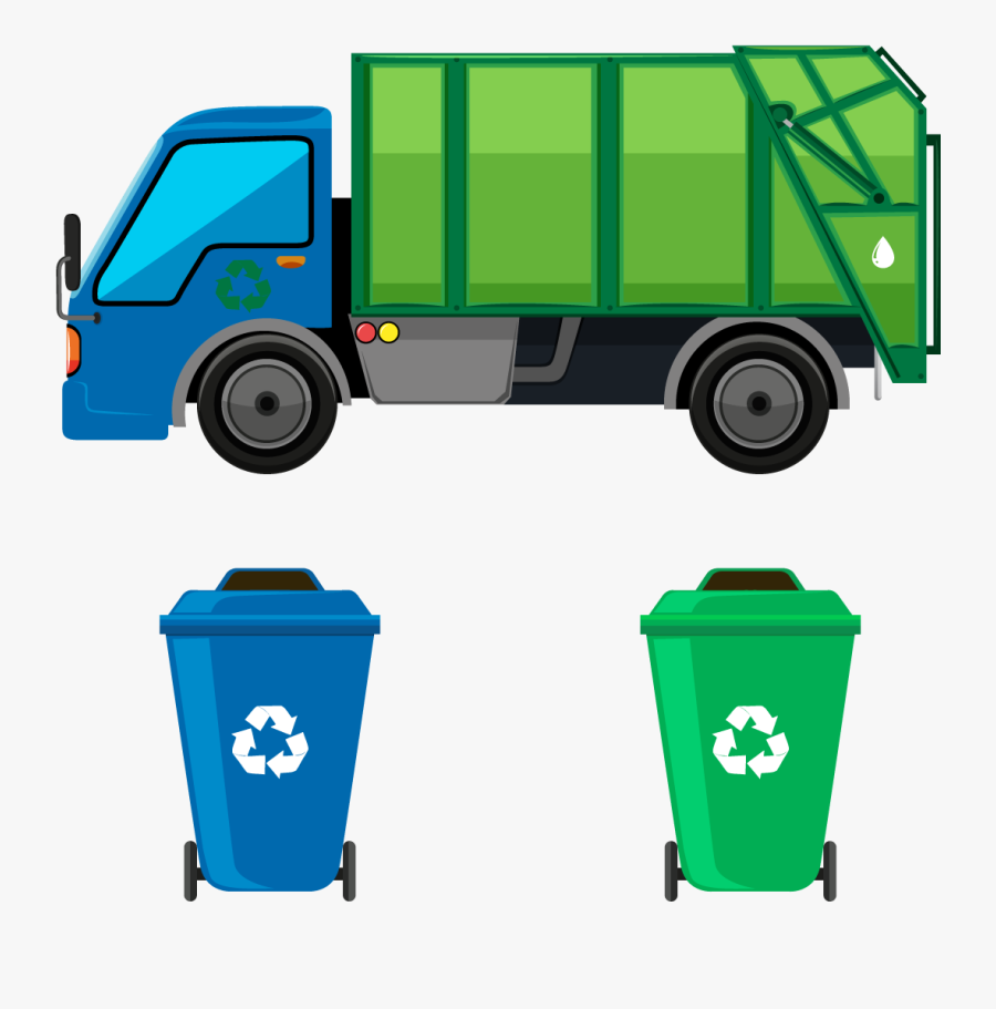 Door To Door Waste Collection - Green Garbage Truck Clipart, Transparent Clipart
