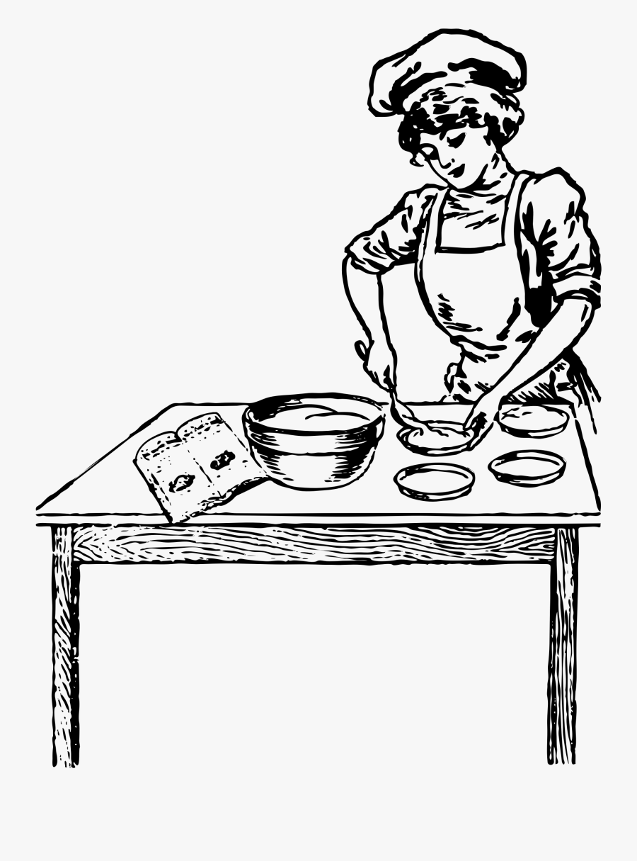 Cooking Baking Chef Woman Baker - Clipart Baker Black And White, Transparent Clipart