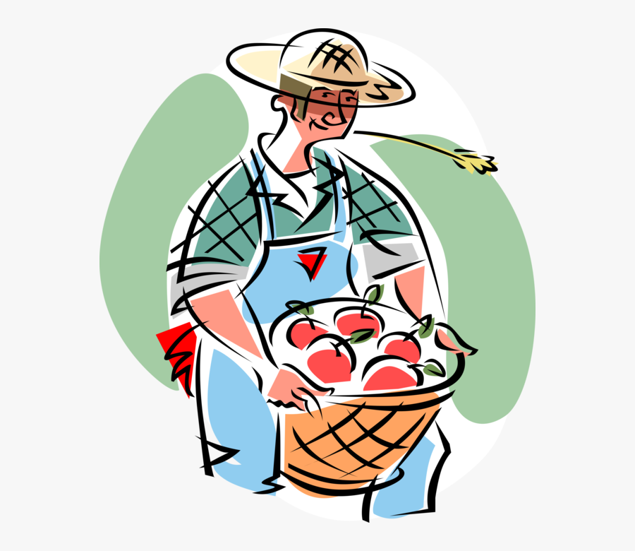 Transparent Farmer Png - Farmer With Apple Png, Transparent Clipart