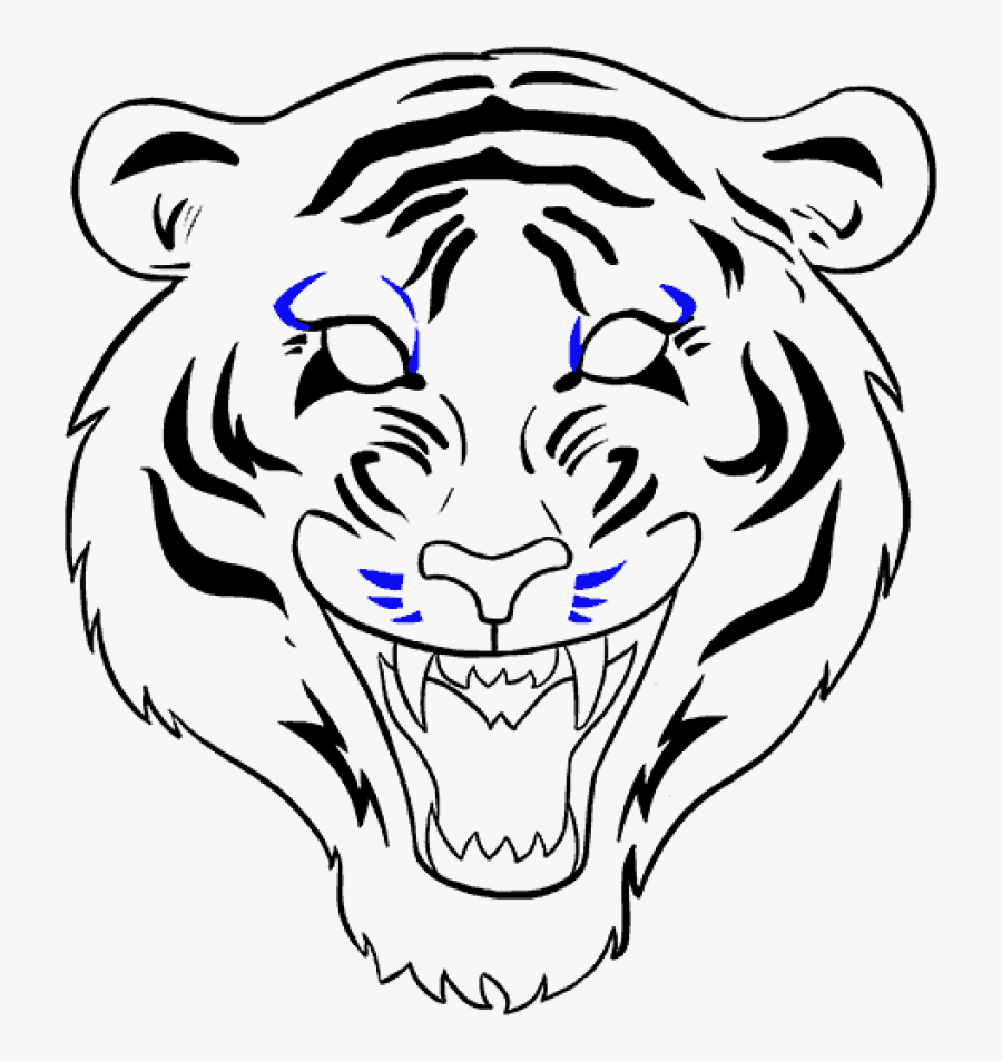 How To Draw A Tiger Face In A Few Easy Steps Easy Drawing - Tiger Face Drawing Easy, Transparent Clipart