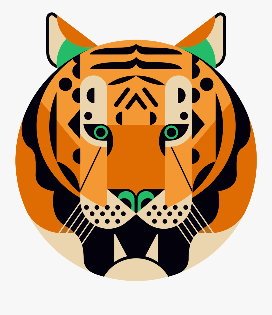 Tiger Logo 5 Head - Owen Davey Tiger Illustration, Transparent Clipart