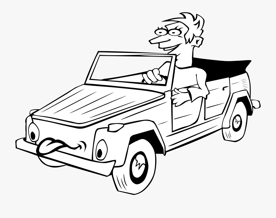 Jeep Black And White Transparent - Drive A Car Drawing, Transparent Clipart