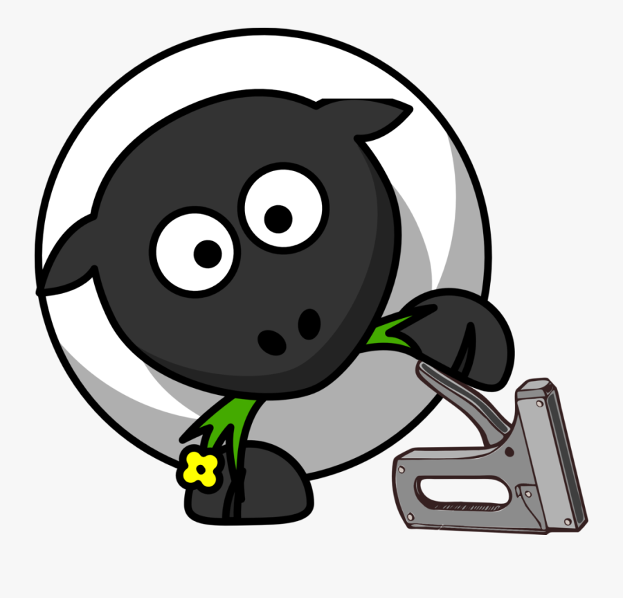 Fictional Character,artwork,smile - Sheep With A Staple Gun, Transparent Clipart