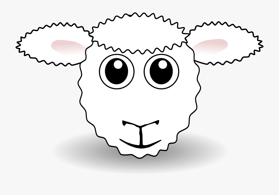 Funny Sheep Face White Cartoon - Sheep Head Clipart Black And White, Transparent Clipart