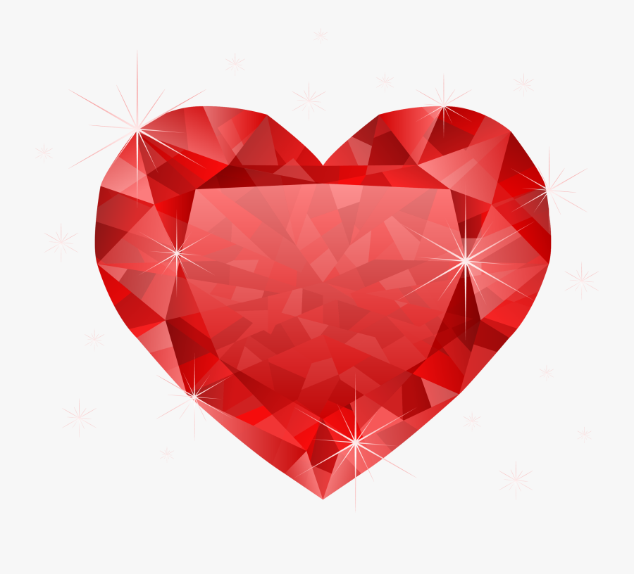 Large Transparent Diamond Red Heart Png Clipart - Red Heart Diamond Png, Transparent Clipart
