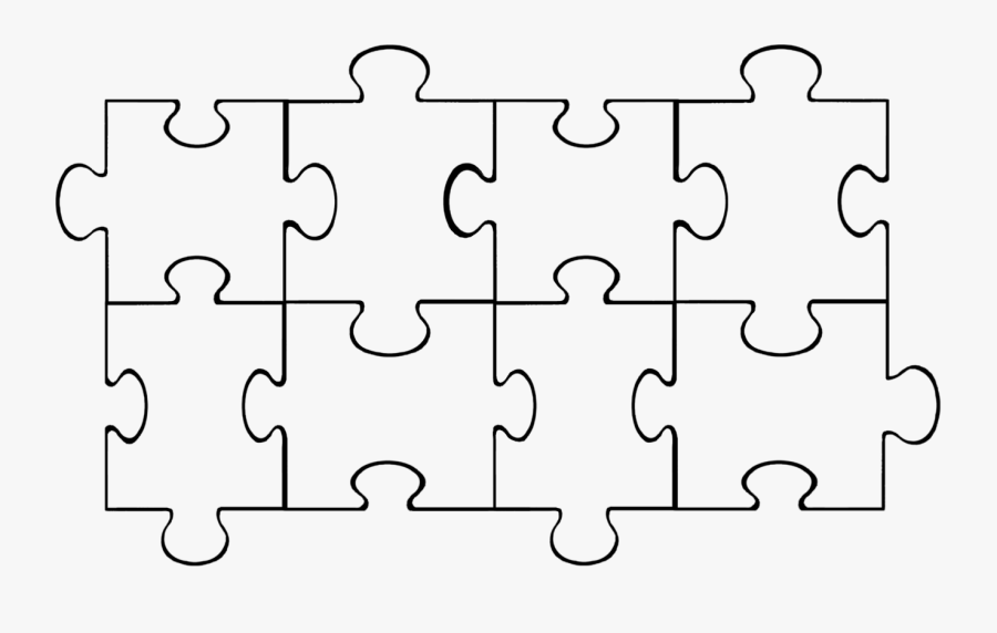 Puzzle Pieces Clipart Template - 8 Piece Puzzle Outline, Transparent Clipart
