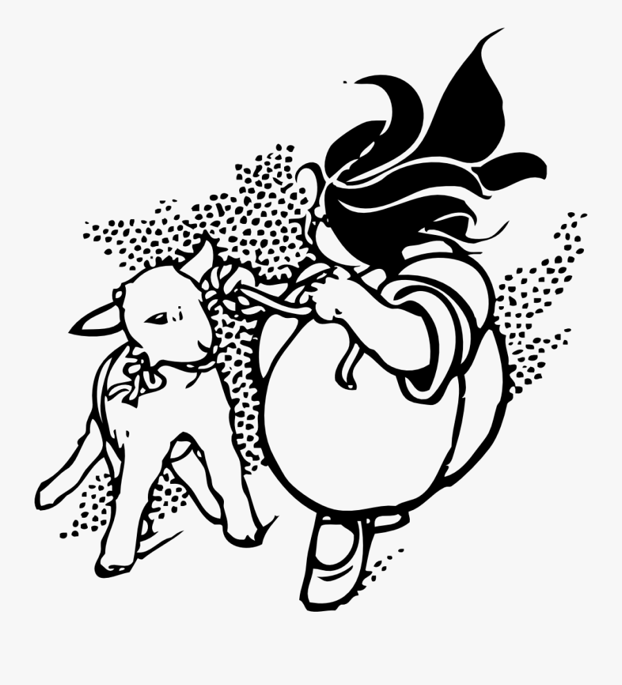 Girl And Lamb - Clip Art, Transparent Clipart