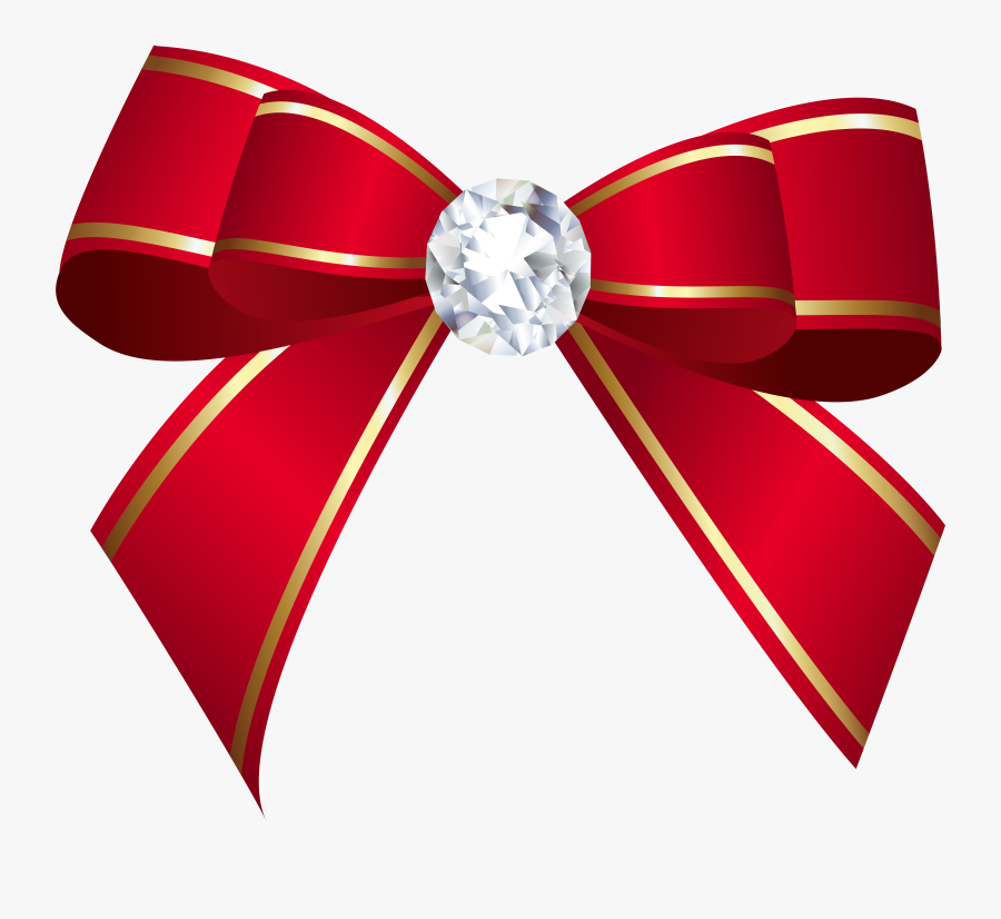 Red Bow With Diamond Png Clip Art Image, Transparent Clipart