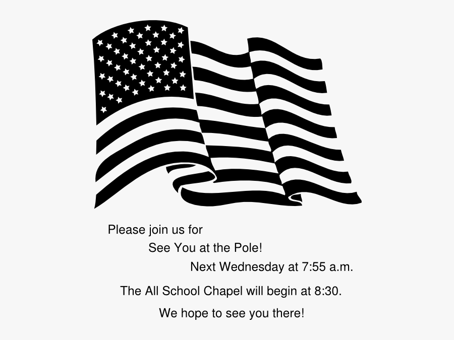 Original Png Clip Art File See You At The Pole Flyer - Us Flag Waving Black And White, Transparent Clipart