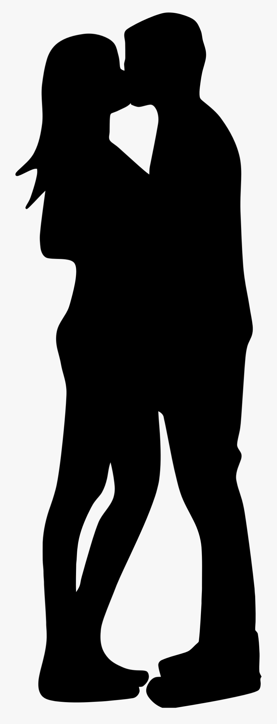 Clipart - Silhouette Of A Couple Kissing, Transparent Clipart