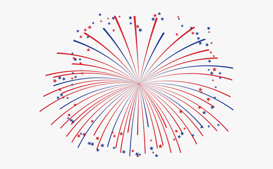 4th Of July Fireworks Clipart - Red And Blue Fireworks, Transparent Clipart