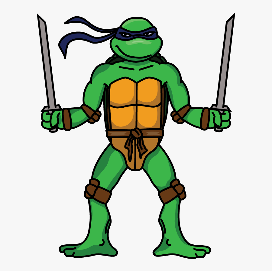 How To Draw Leonardo, Teenage Mutant Ninja Turtles, - Leonardo Ninja Turtle Cartoon, Transparent Clipart