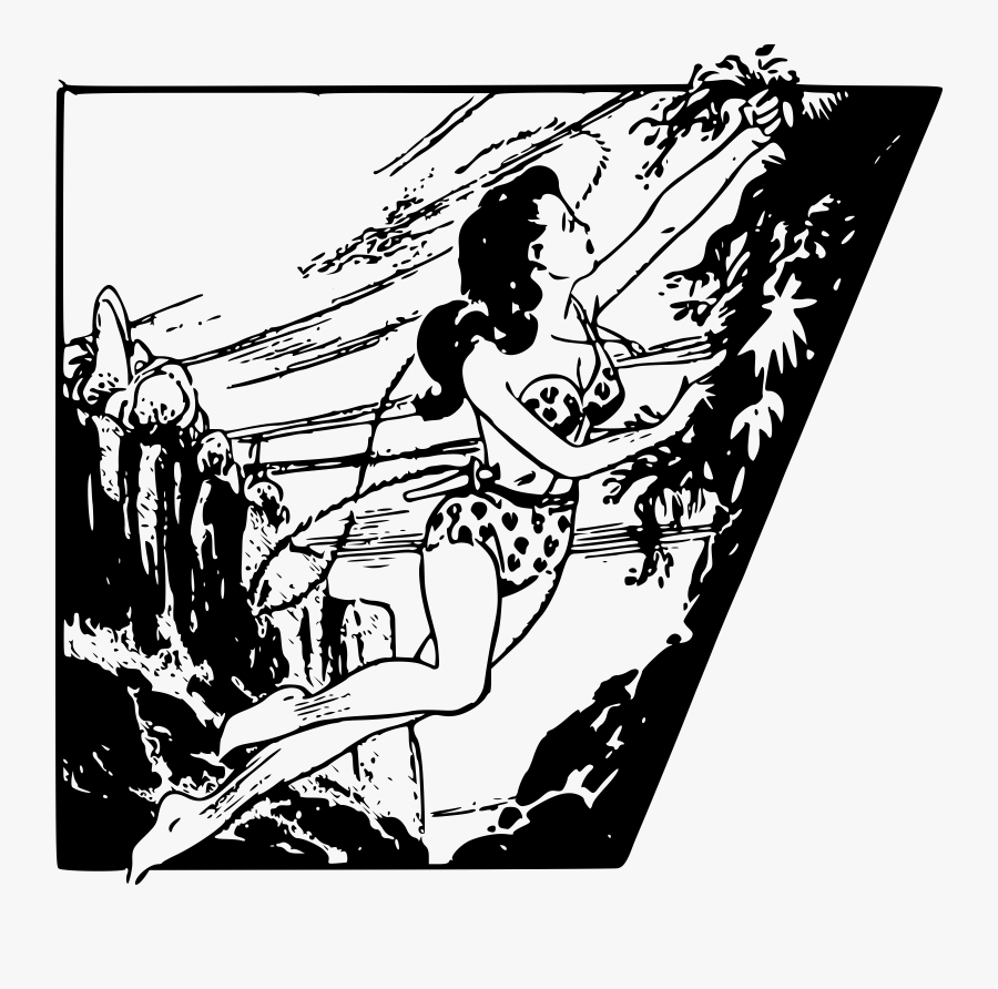 Clipart - Jungle Girl Swinging From Vine, Transparent Clipart