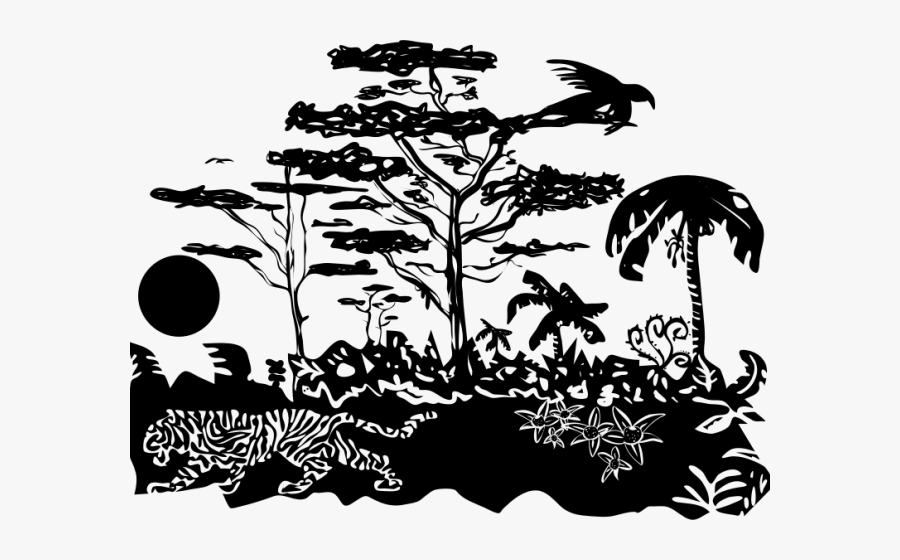 Jungle Clipart Jungle Tree Jungle Vector Black And White , Free