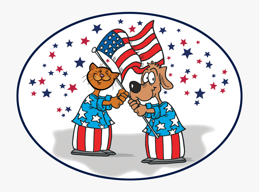 Cat And Dog Clip Art - 4th Of July Cat Dog, Transparent Clipart