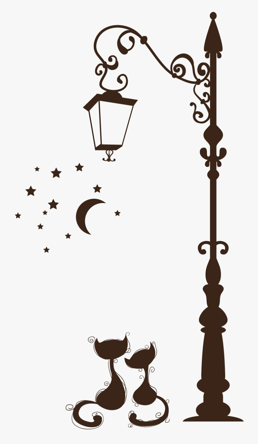 Couple Wallpaper Cat Kiss Drawing Cartoon Clipart - Street Light Wall Art, Transparent Clipart