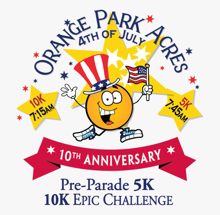 Orange Park Acres 4th Of July 5k Race/walk & 10k Epic - Orange Park Acres 4th Of July 5k, Transparent Clipart