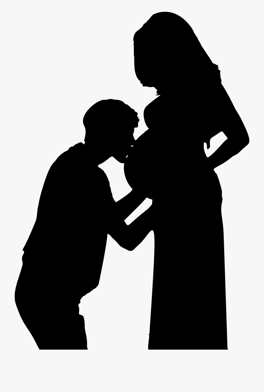 Clip Art Kissing Graphic - Pregnant Woman With Husband Drawing, Transparent Clipart