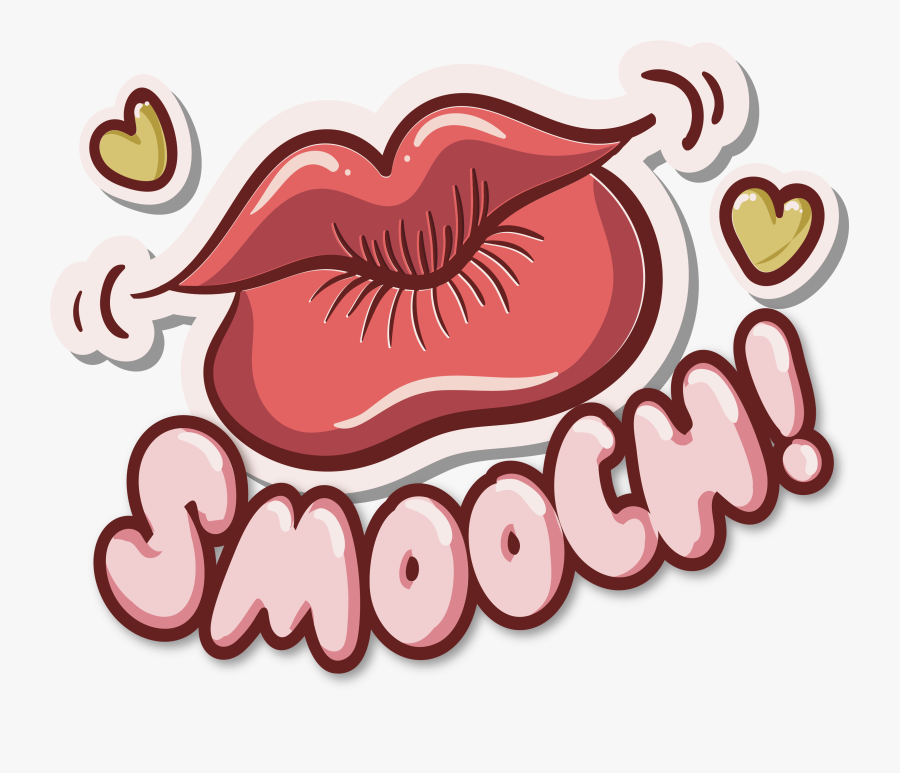 Eyelashes Clipart Lip - Big Red Lips Kiss, Transparent Clipart