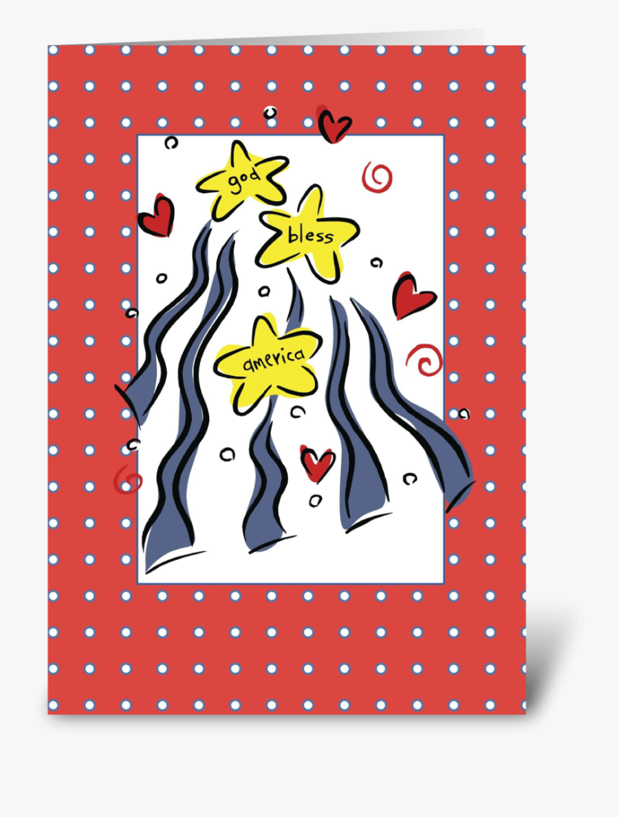 3307 July 4, God Bless America Greeting Card - Illustration, Transparent Clipart