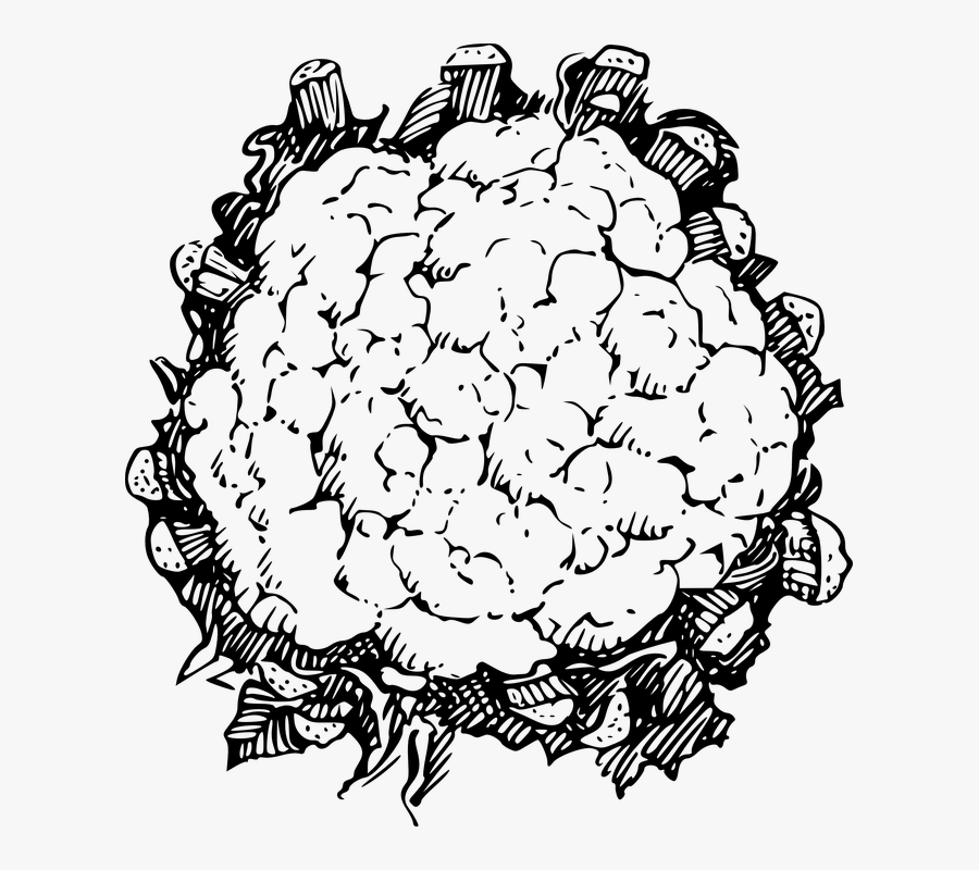 Vegetables Black And White Black And White Food Drink - Cauliflower Black And White, Transparent Clipart