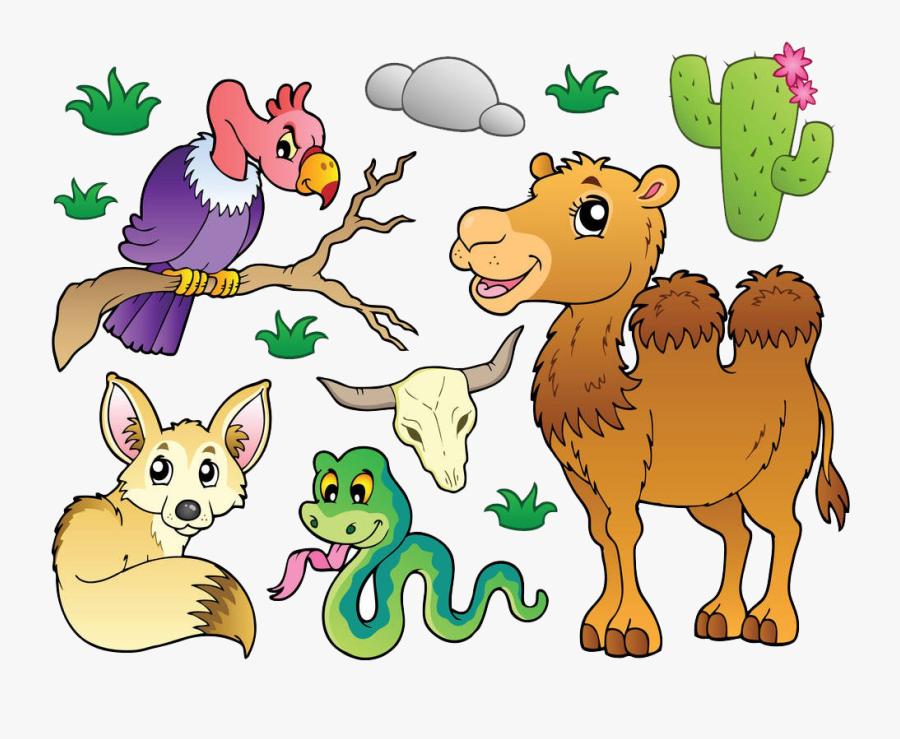 Clip Art Cartoon Desert Animals - Dibujo Animales Del Desierto, Transparent Clipart