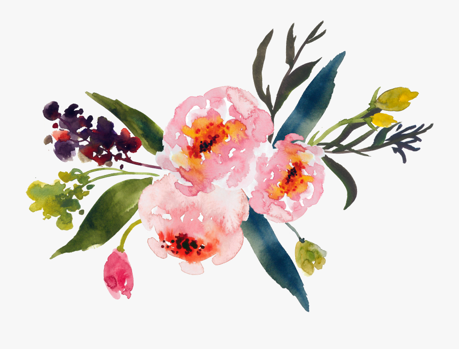 Flower Bouquet Watercolor Painting Clip Art - Watercolor Flowers Transparent Background, Transparent Clipart