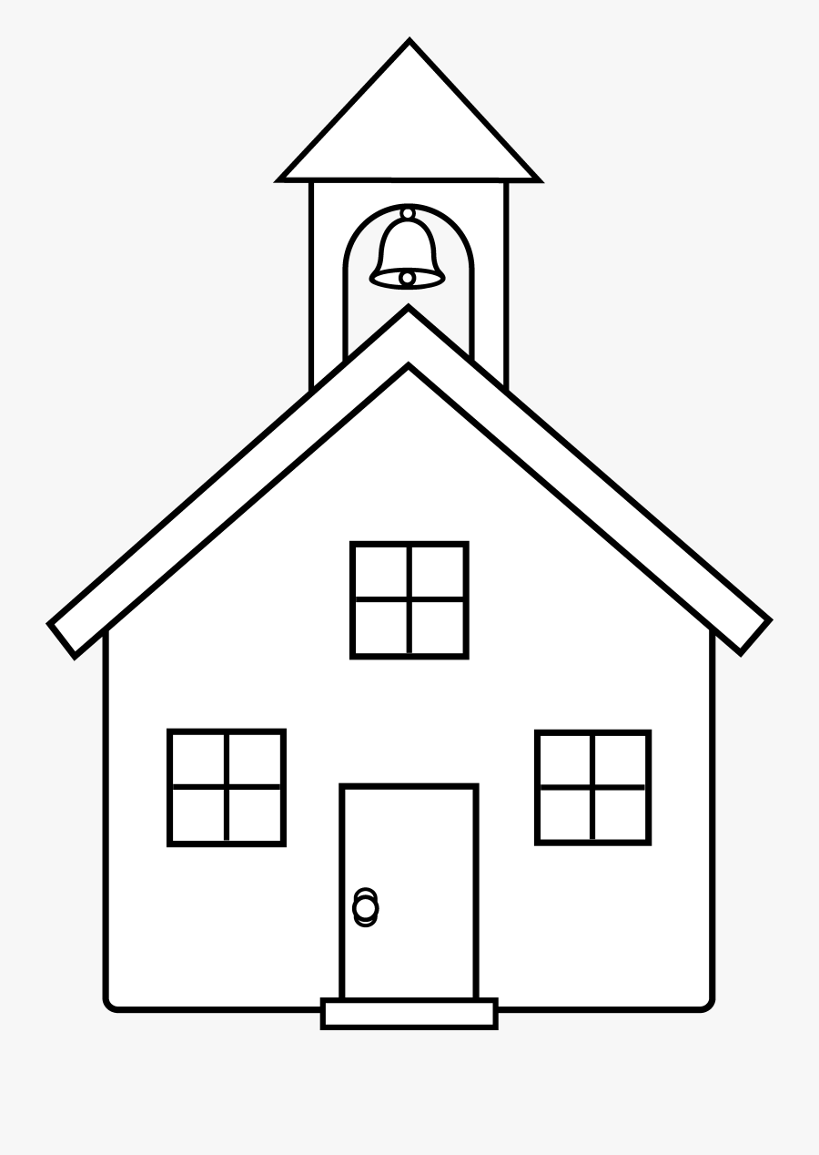 Clip Art School House Clip Art Black And White - Black And White Cartoon School, Transparent Clipart