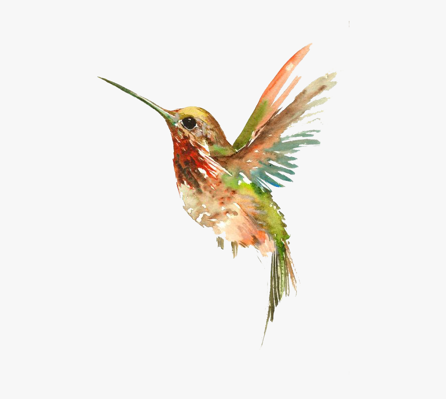 Tattoo Flying Watercolor Painting Bird Hummingbird - Cool Watercolor Hummingbird Tattoo, Transparent Clipart
