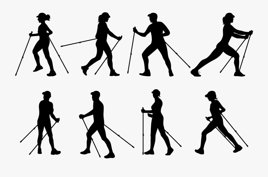 Nordic Walking Silhouettes Vector - Nordic Walking Png, Transparent Clipart