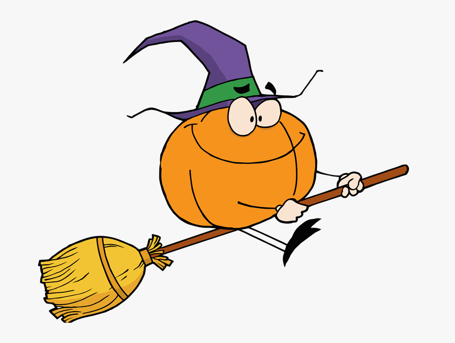 Witch On A Broomstick Clipart - Witch On Broom Stick, Transparent Clipart