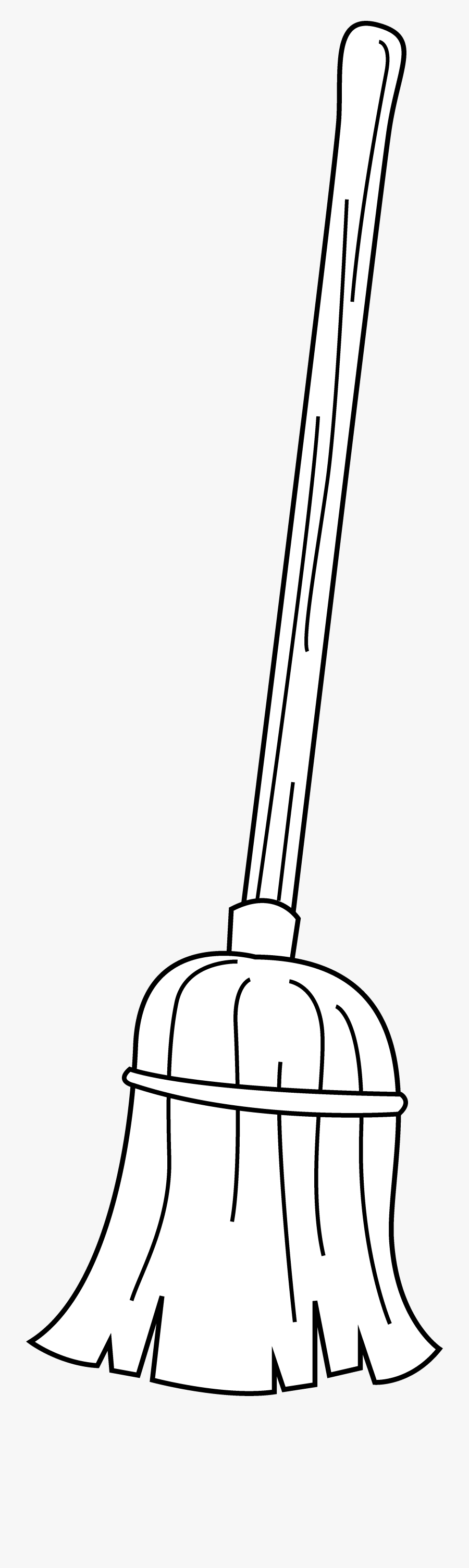 Mop Coloring Pages - Broom Clipart Black And White, Transparent Clipart